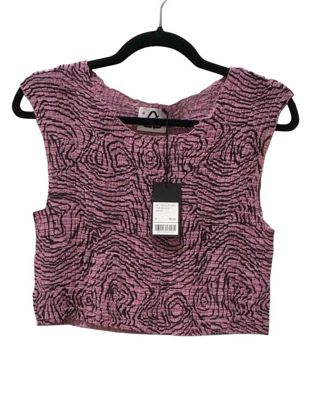 American Deadstock Pink Tracers Swirl Popcorn Magic Bubble Crop Shirt NWT Large
